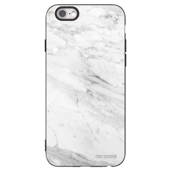 Picasee silikonový černý obal pro Apple iPhone 6/6S - White marble