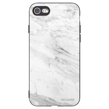 Picasee silikonový černý obal pro Apple iPhone 7 - White marble
