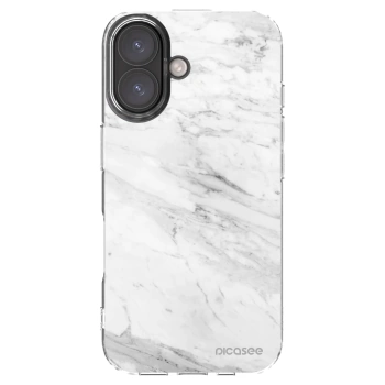 Picasee silikonový průhledný obal pro Apple iPhone 16 - White marble