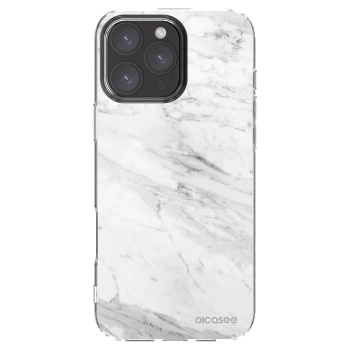Picasee silikonový průhledný obal pro Apple iPhone 16 Pro Max - White marble