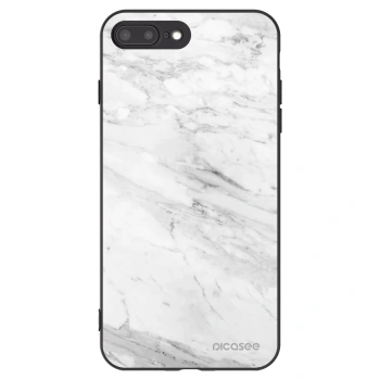 Picasee silikonový černý obal pro Apple iPhone 7 Plus - White marble