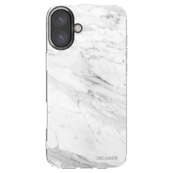 Picasee silikonový průhledný obal pro Apple iPhone 16 Plus - White marble