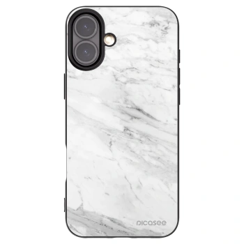 Picasee silikonový černý obal pro Apple iPhone 16 Plus - White marble
