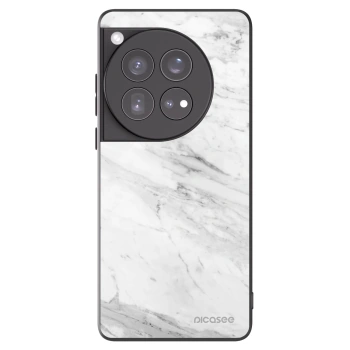 Picasee silikonový černý obal pro OnePlus 12 5G - White marble
