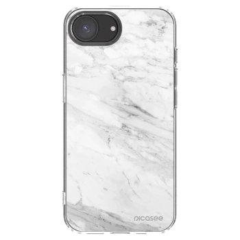 Picasee silikonový průhledný obal pro Apple iPhone 16e - White marble