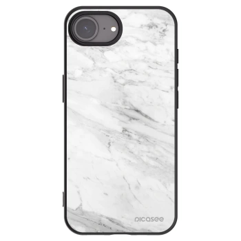 Picasee silikonový černý obal pro Apple iPhone 16e - White marble