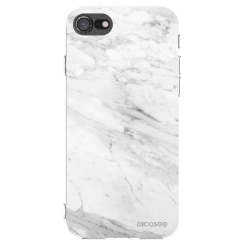 Picasee silikonový průhledný obal pro Apple iPhone 7 - White marble