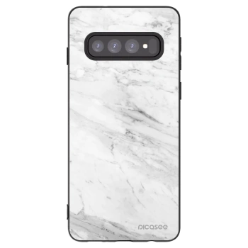 Picasee silikonový černý obal pro Samsung Galaxy S10 G973 - White marble