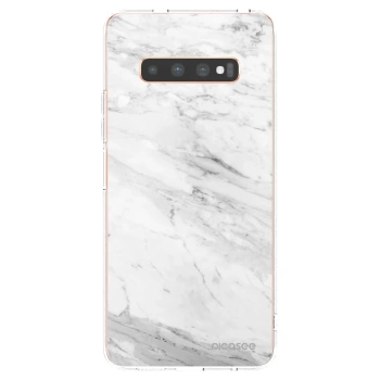 Picasee silikonový průhledný obal pro Samsung Galaxy S10 Plus G975 - White marble