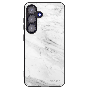 Picasee silikonový černý obal pro Samsung Galaxy S25 5G - White marble