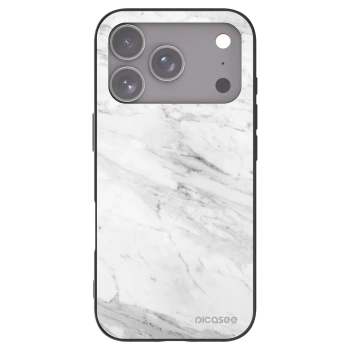 Picasee silikonový černý obal pro Apple iPhone 17 Pro - White marble