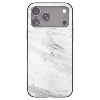 Picasee silikonový černý obal pro Apple iPhone 17 Pro Max - White marble