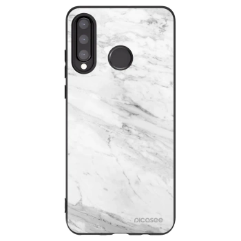 Picasee silikonový černý obal pro Huawei P30 Lite - White marble