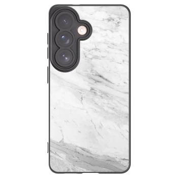 Picasee silikonový černý obal pro Samsung Galaxy S26 - White marble