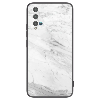 Picasee silikonový černý obal pro Huawei Nova 5T - White marble