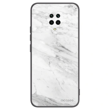 Picasee silikonový černý obal pro Xiaomi Redmi Note 9 Pro - White marble