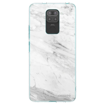 Picasee silikonový černý obal pro Xiaomi Redmi Note 9 - White marble