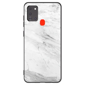 Picasee silikonový černý obal pro Samsung Galaxy A21s - White marble