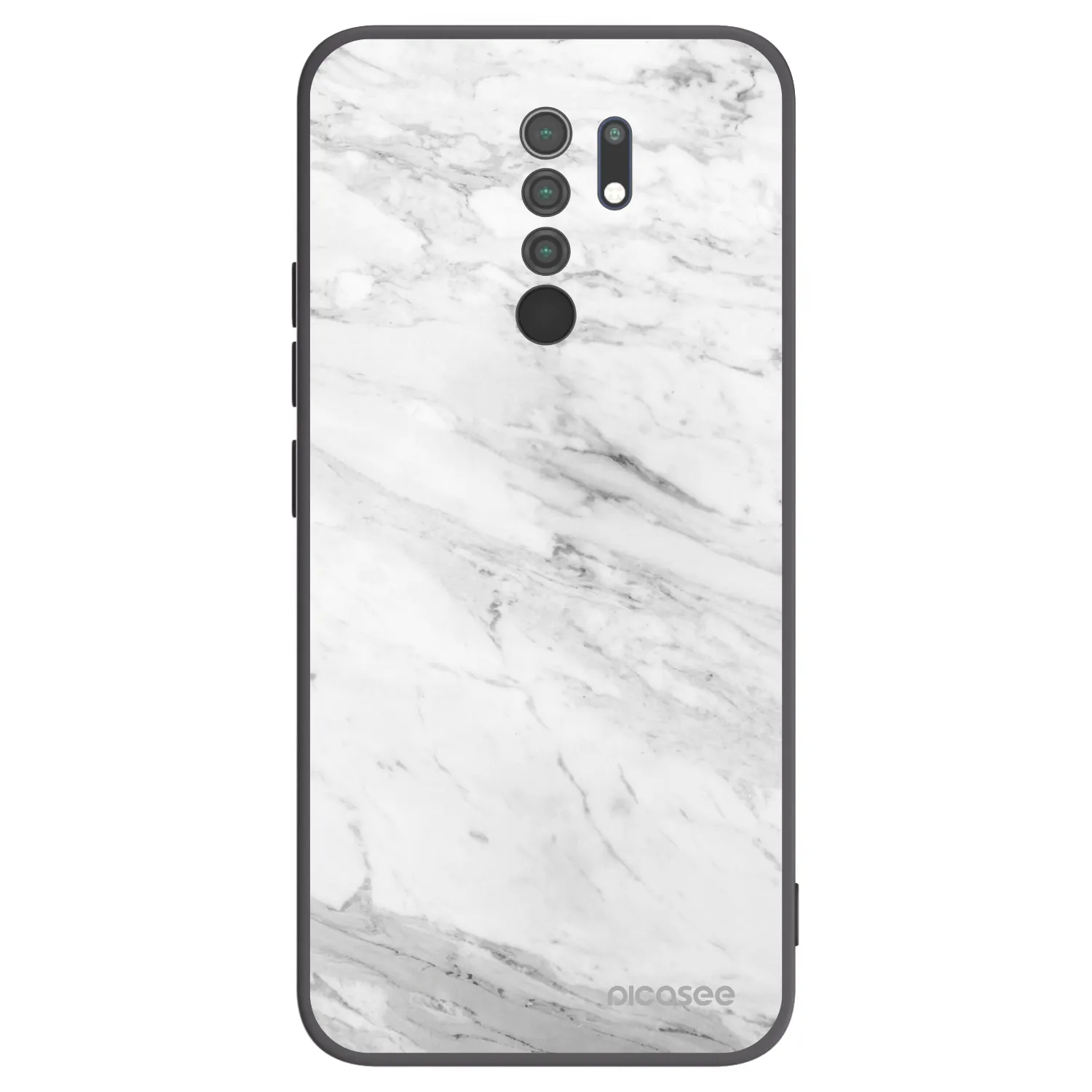 Picasee silikonový černý obal pro Xiaomi Redmi 9 - White marble