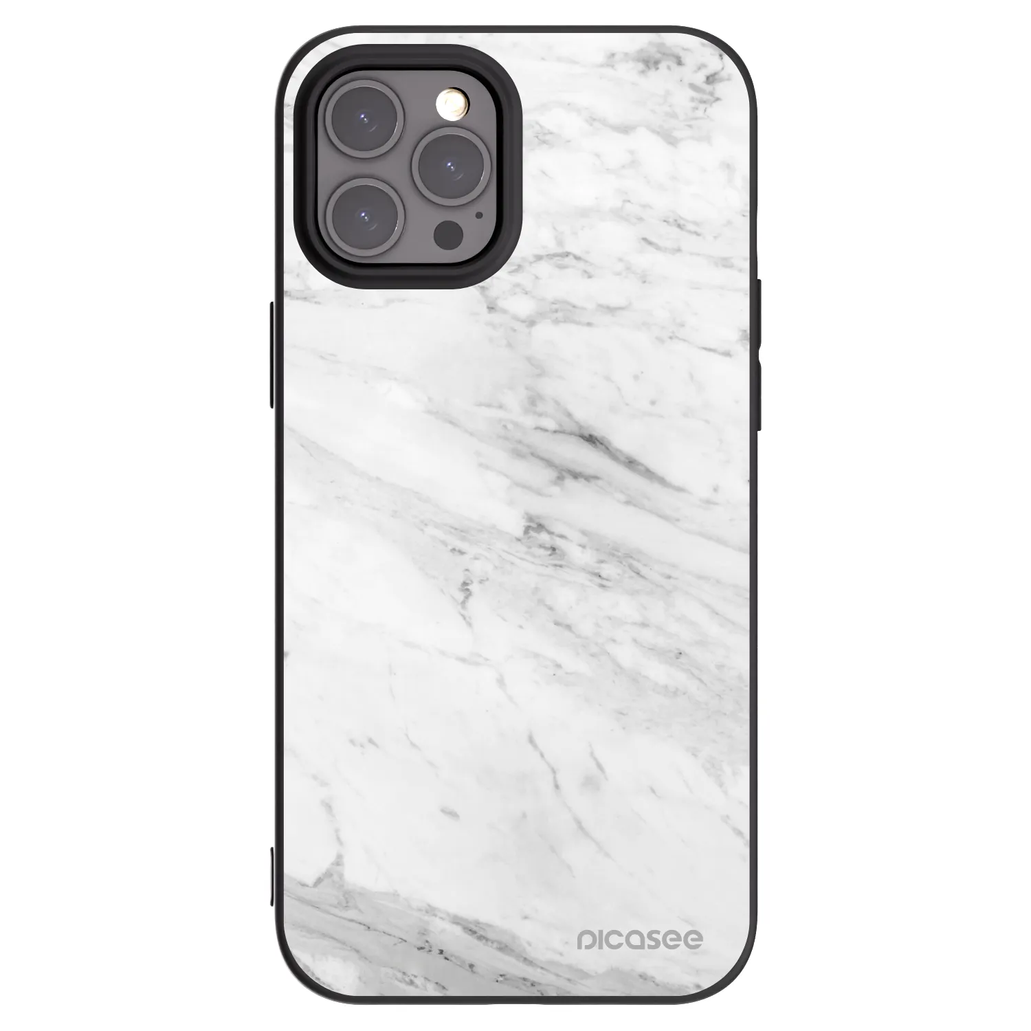 Picasee silikonový černý obal pro Apple iPhone 12 Pro Max - White marble