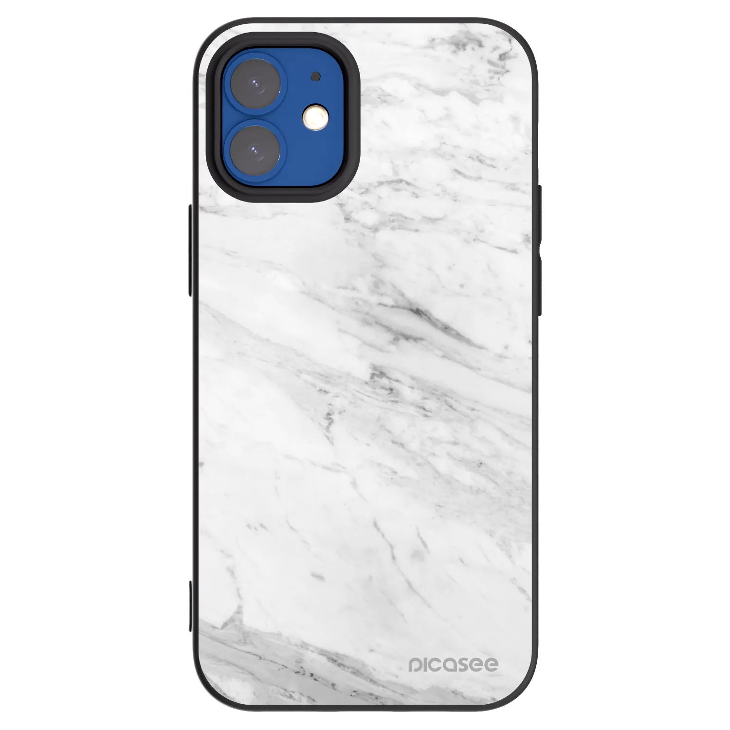 Picasee silikonový černý obal pro Apple iPhone 12 mini - White marble