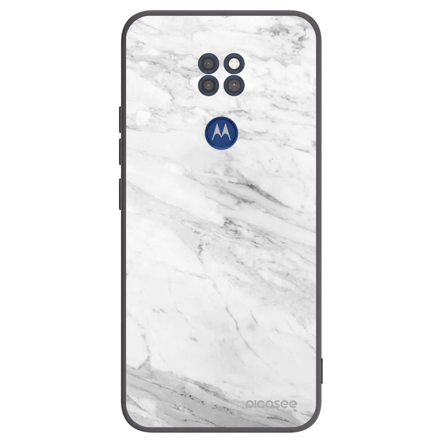 Picasee silikonový černý obal pro Motorola Moto G9 Play - White marble