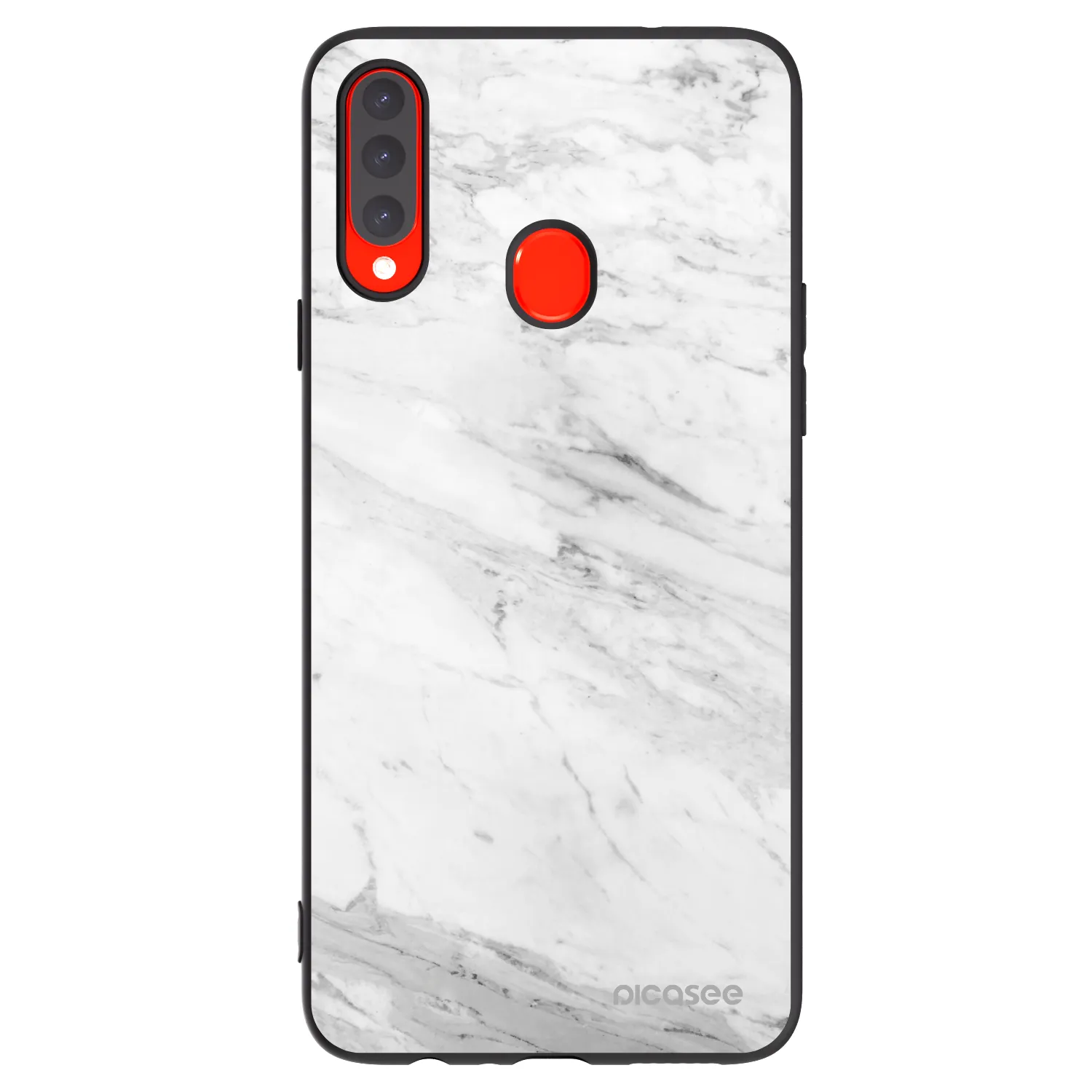 Picasee silikonový černý obal pro Samsung Galaxy A20s - White marble