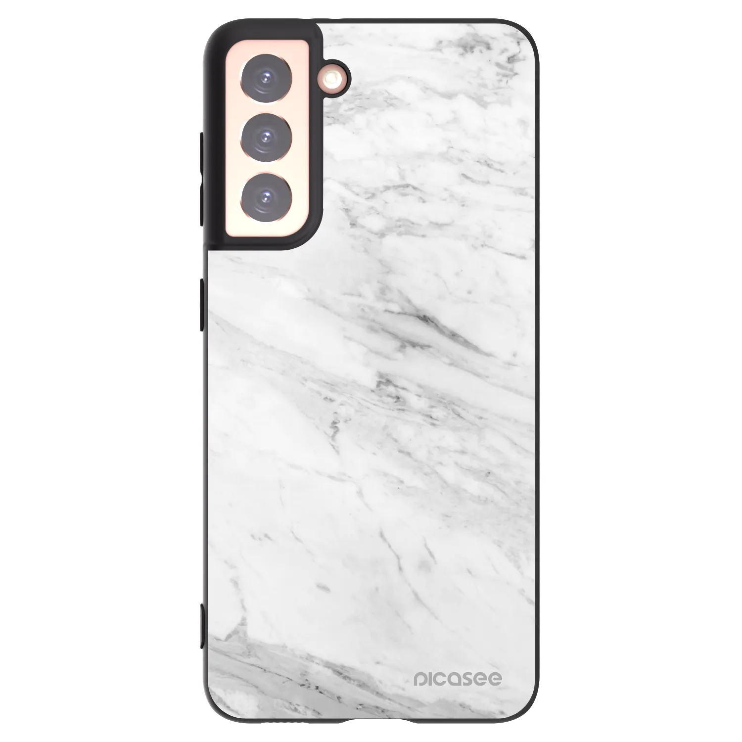 Picasee silikonový černý obal pro Samsung Galaxy S21 5G G991B - White marble