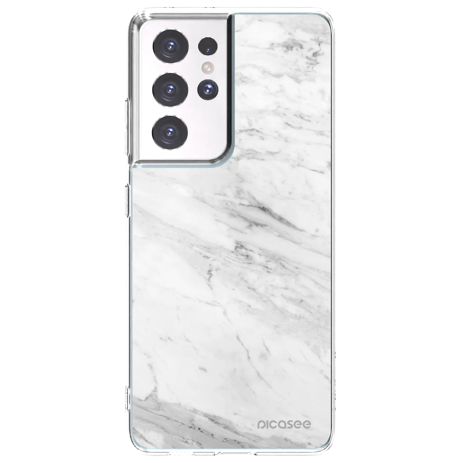 Picasee silikonový průhledný obal pro Samsung Galaxy S21 Ultra 5G G998B - White marble