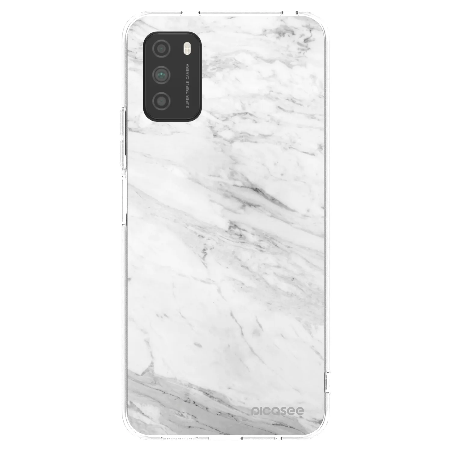 Picasee silikonový průhledný obal pro Xiaomi Poco M3 - White marble