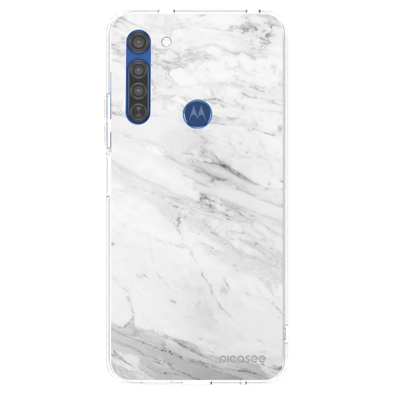 Picasee silikonový průhledný obal pro Motorola Moto G8 - White marble