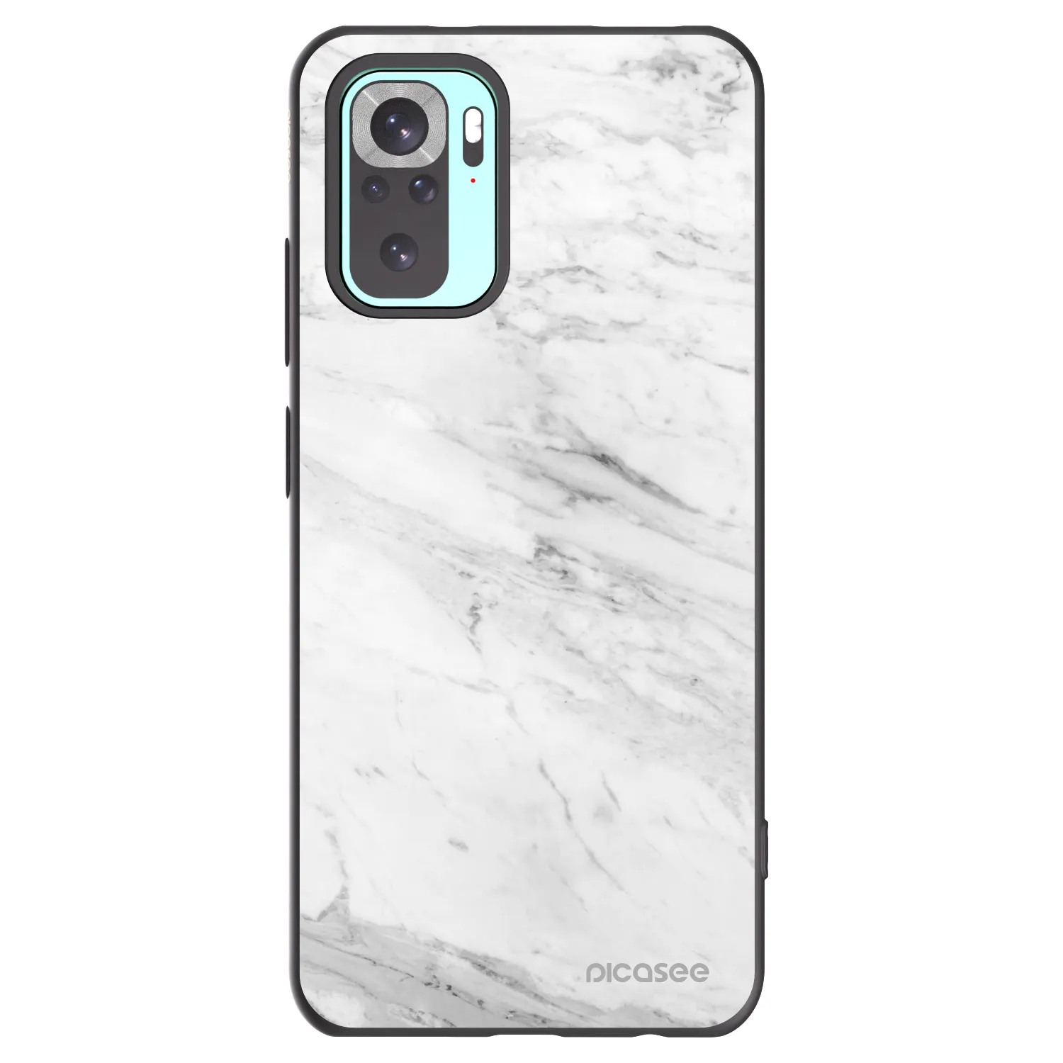 Picasee silikonový černý obal pro Xiaomi Redmi Note 10 Pro - White marble