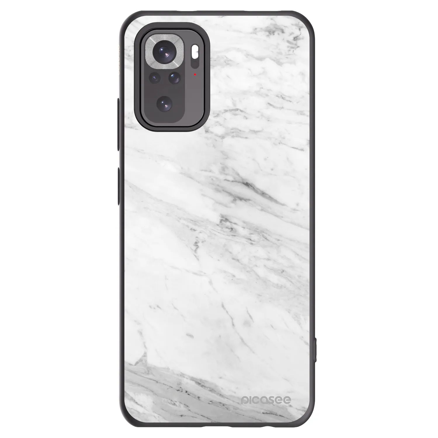 Picasee silikonový černý obal pro Xiaomi Redmi Note 10S - White marble