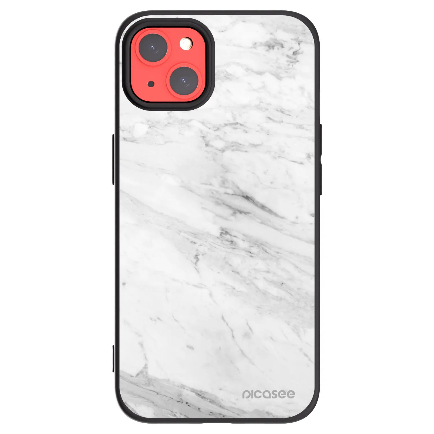 Picasee silikonový černý obal pro Apple iPhone 13 - White marble