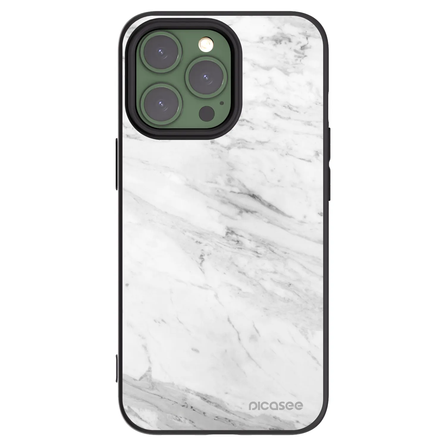 Picasee silikonový černý obal pro Apple iPhone 13 Pro - White marble