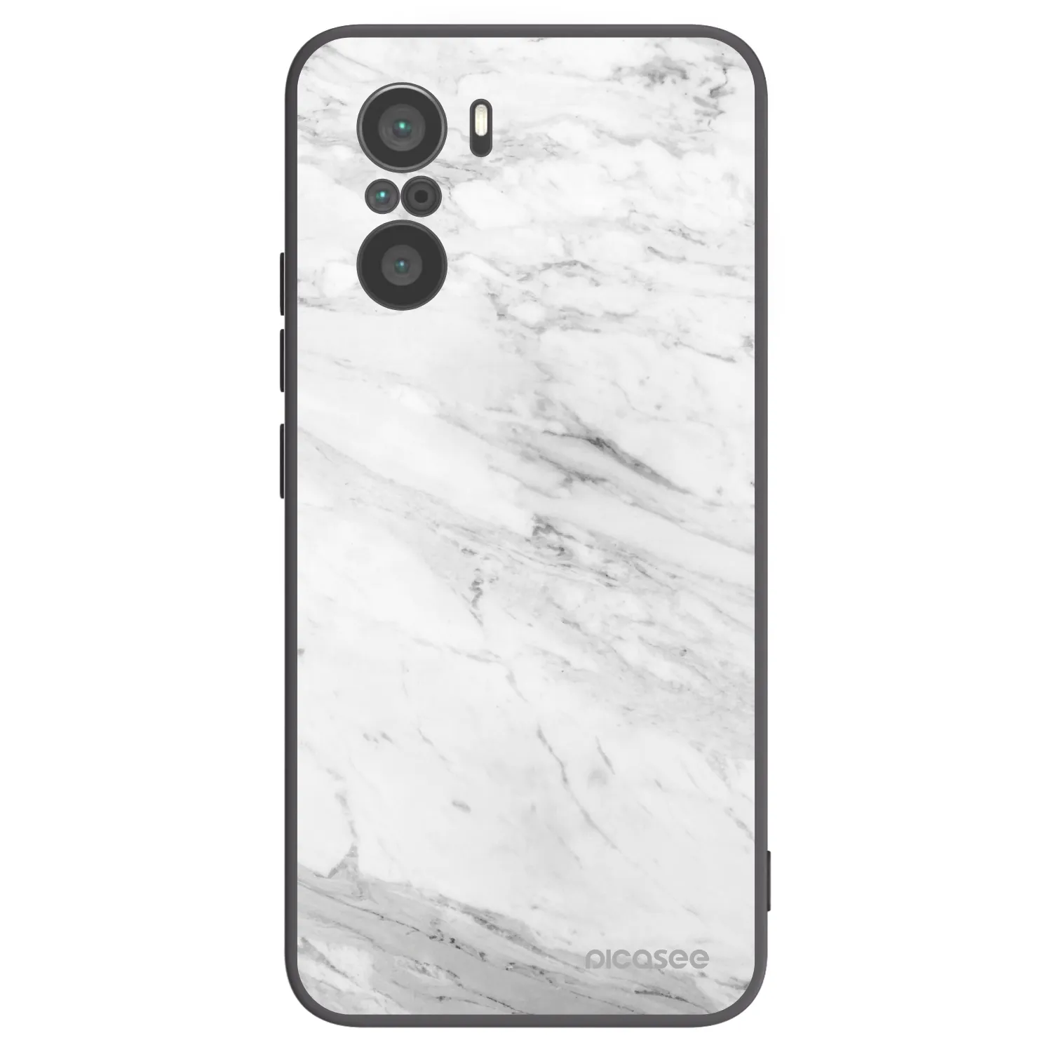 Picasee silikonový černý obal pro Xiaomi Poco F3 - White marble