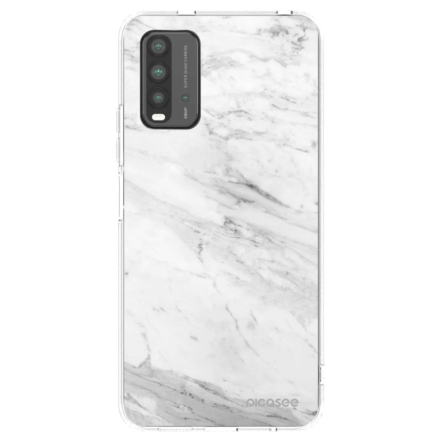 Picasee silikonový průhledný obal pro Xiaomi Redmi 9T - White marble