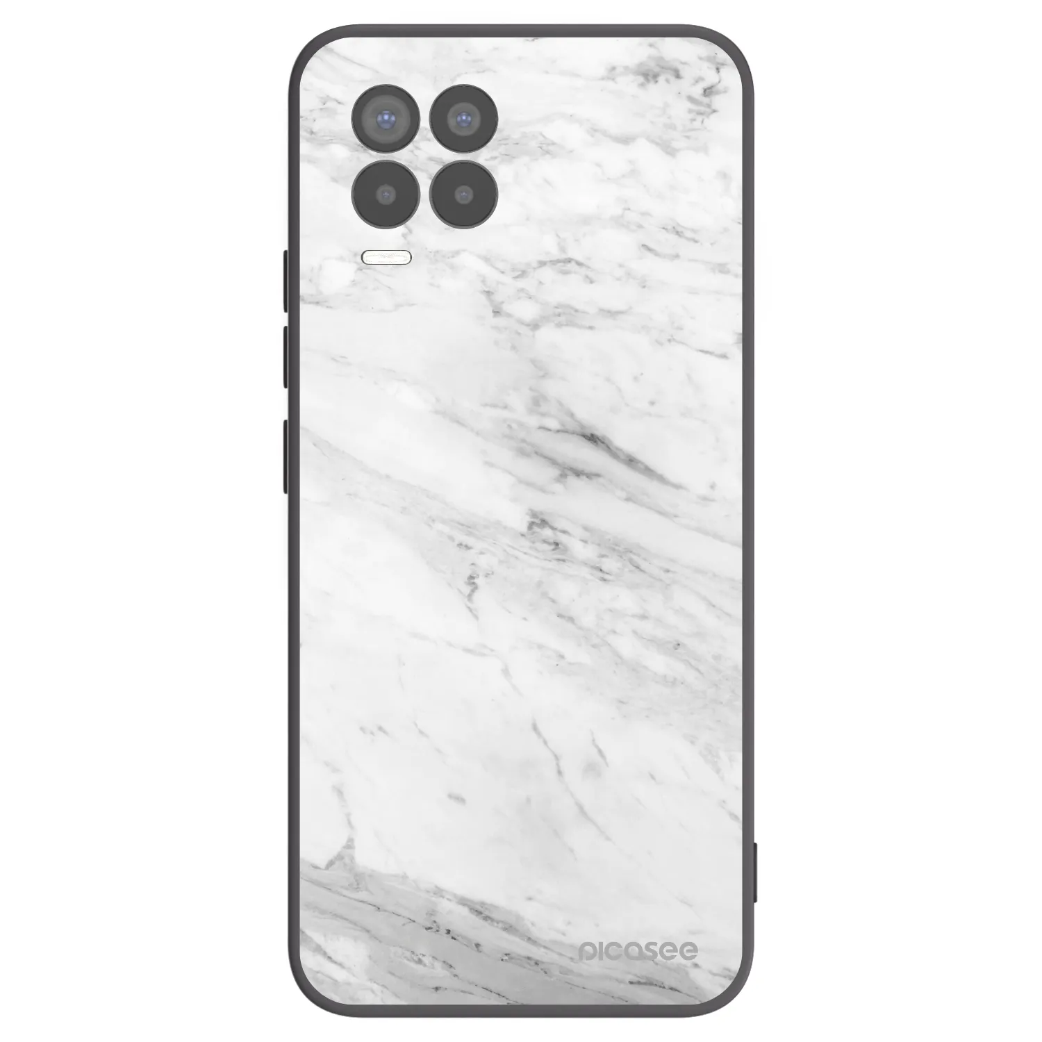 Picasee silikonový černý obal pro Realme 8 4G - White marble