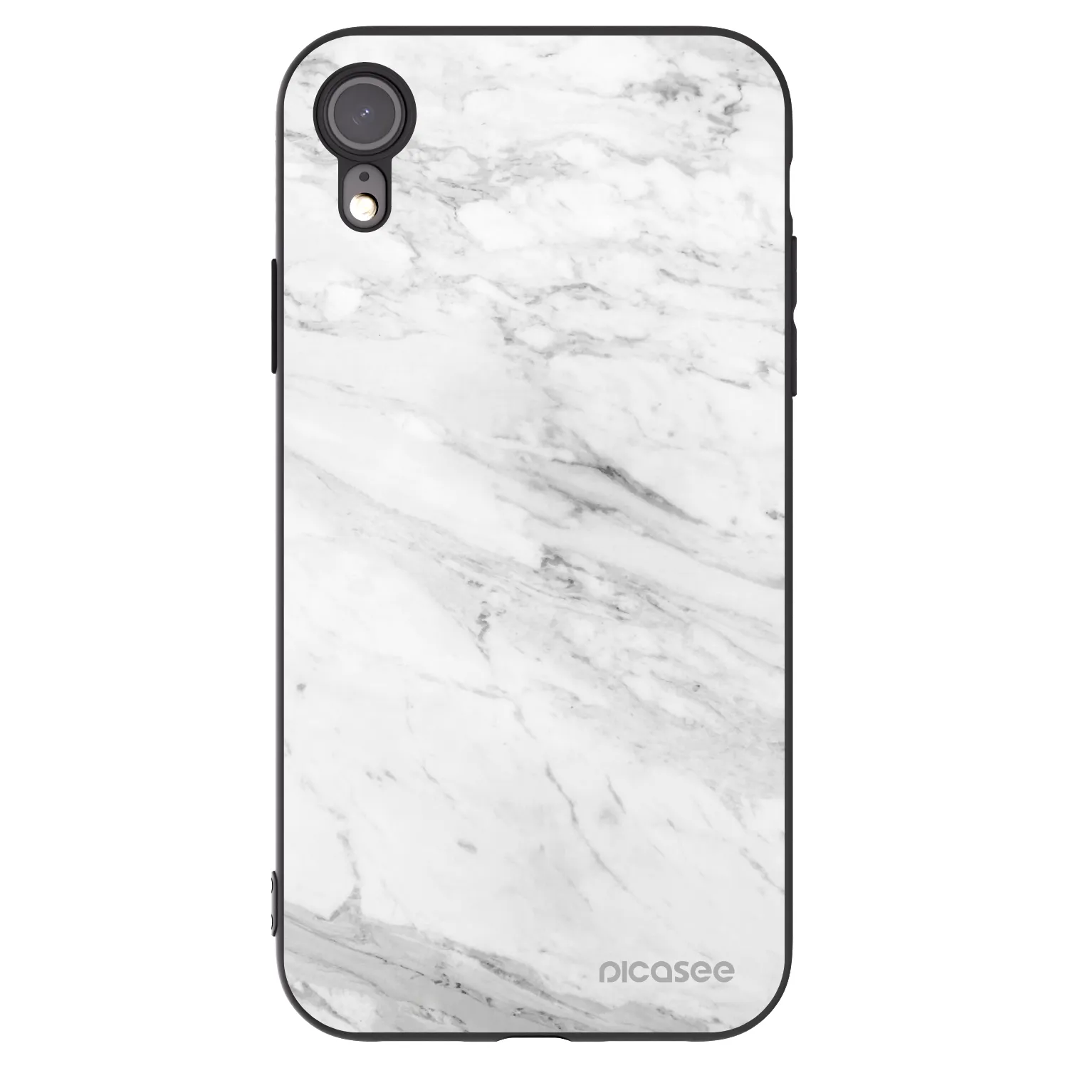 Picasee silikonový černý obal pro Apple iPhone XR - White marble