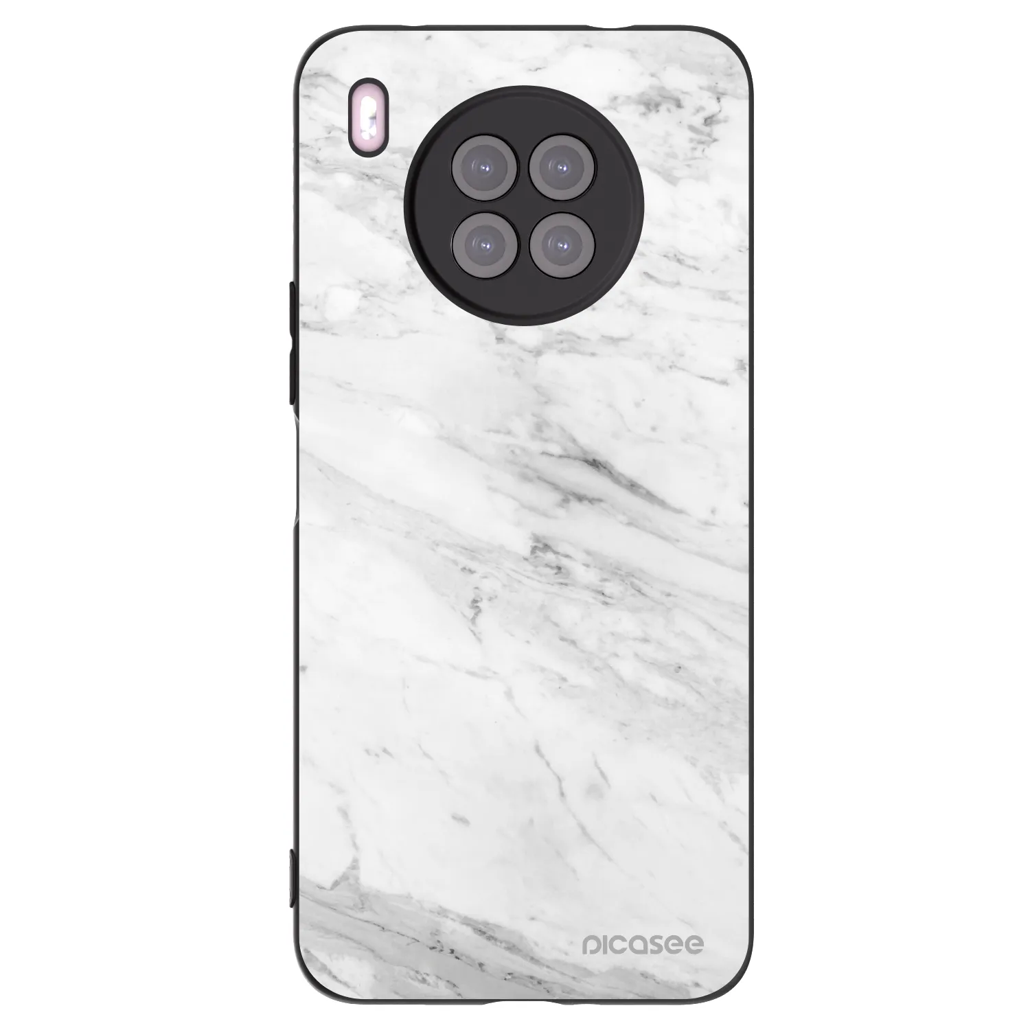 Picasee silikonový černý obal pro Huawei Nova 8i - White marble