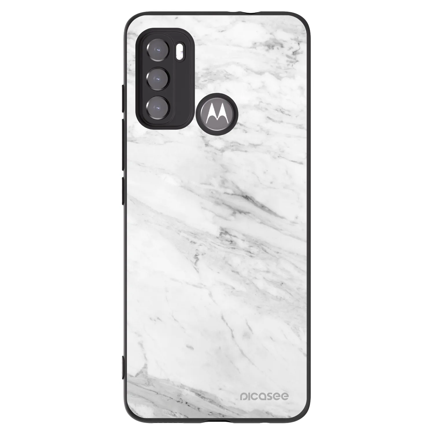 Picasee silikonový černý obal pro Motorola Moto G60 - White marble