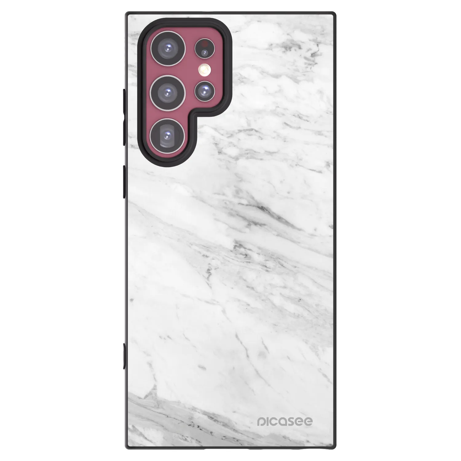 Picasee silikonový černý obal pro Samsung Galaxy S22 Ultra 5G - White marble