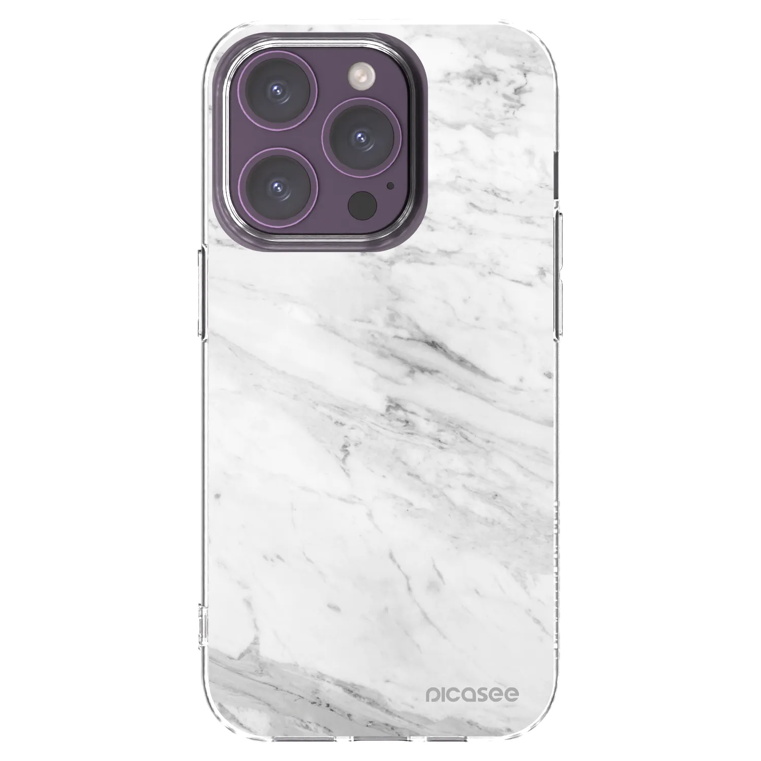 Picasee silikonový průhledný obal pro Apple iPhone 14 Pro - White marble