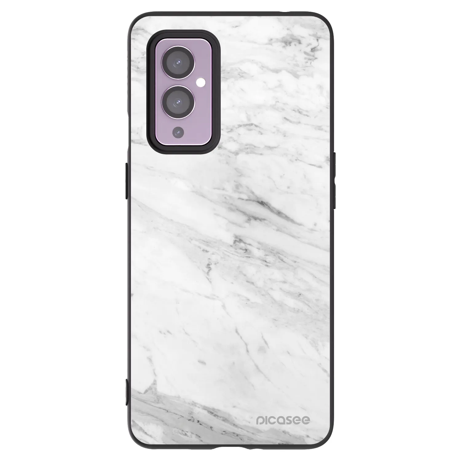 Picasee silikonový černý obal pro OnePlus 9 - White marble