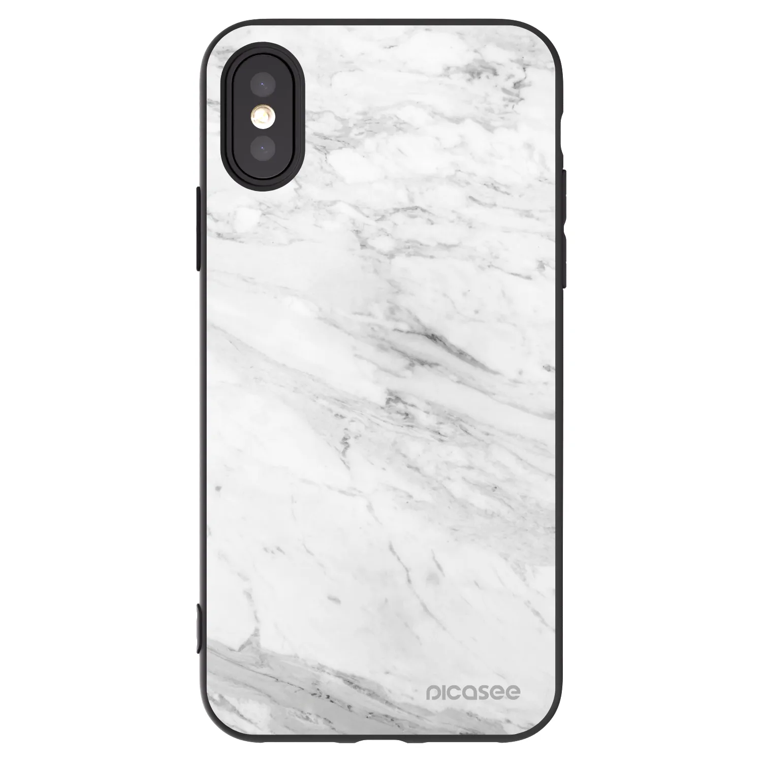 Picasee silikonový černý obal pro Apple iPhone X/XS - White marble