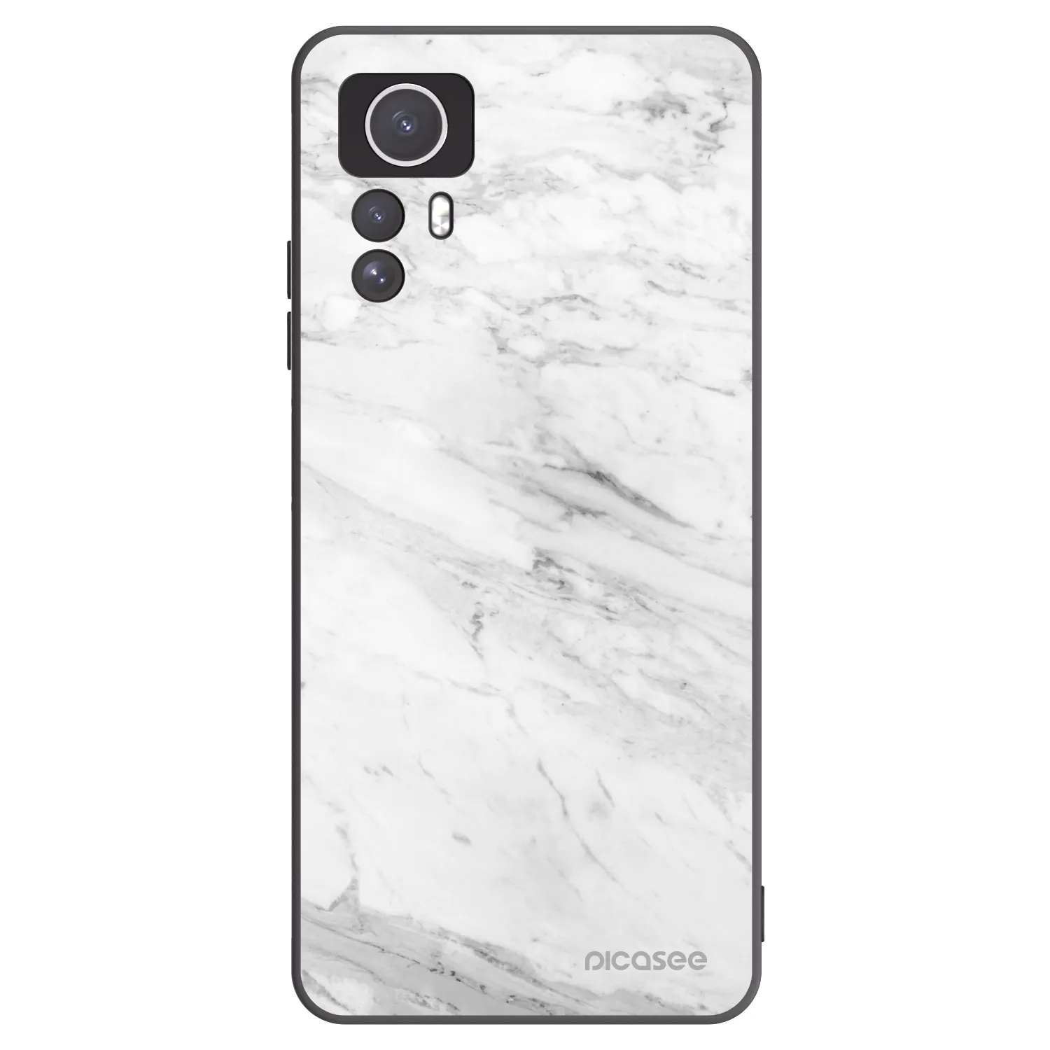 Picasee silikonový černý obal pro Xiaomi Redmi Note 12S - White marble