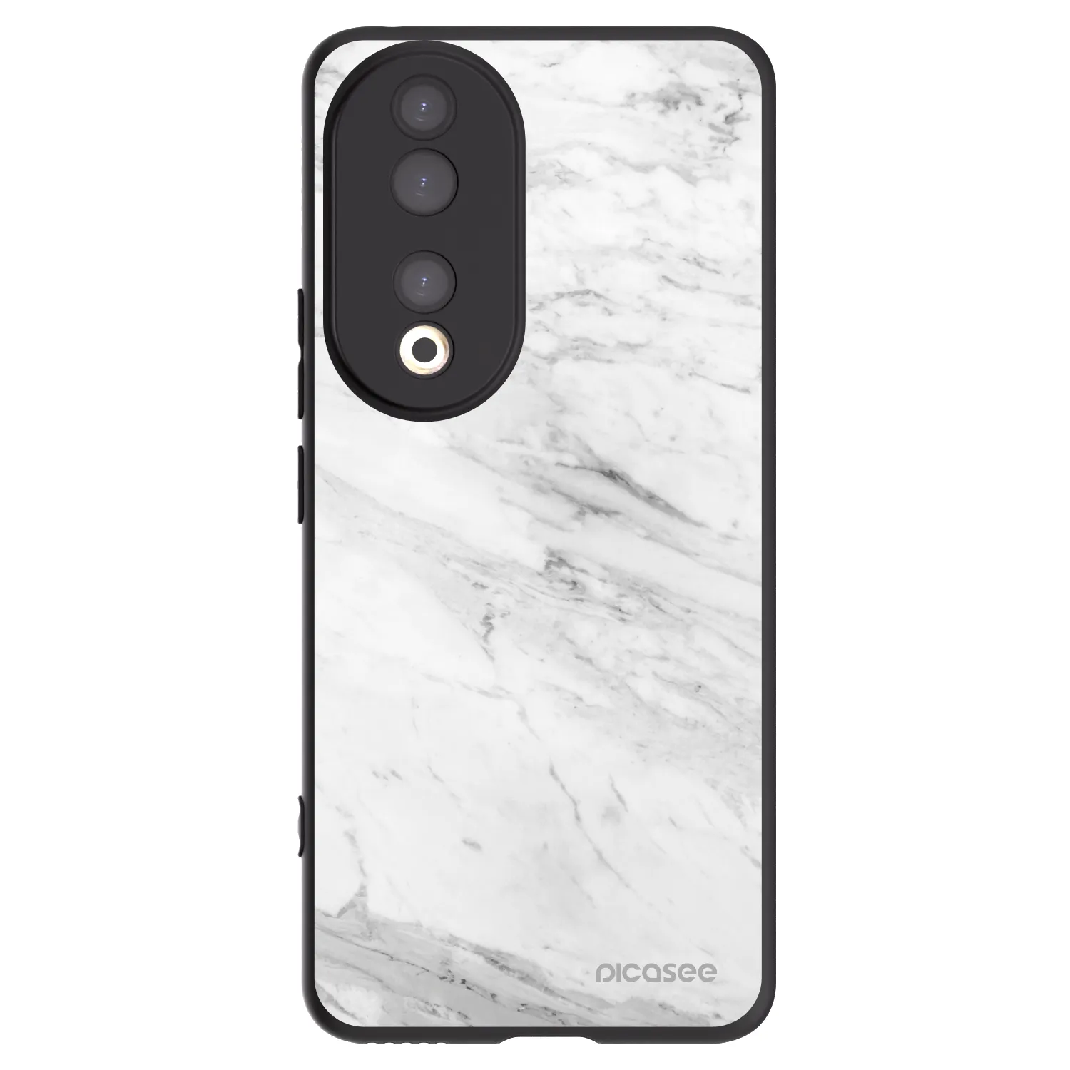 Picasee silikonový černý obal pro Honor 90 5G - White marble