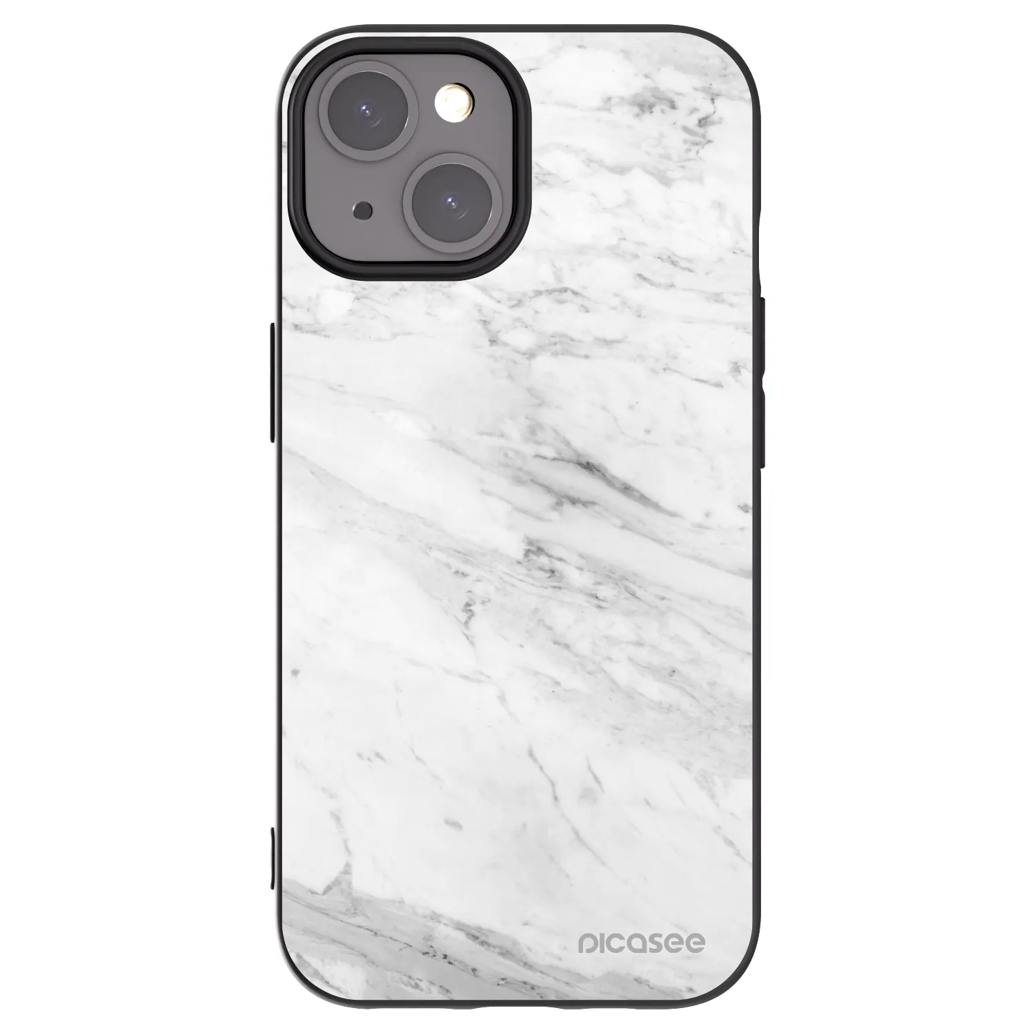 Picasee silikonový černý obal pro Apple iPhone 15 - White marble