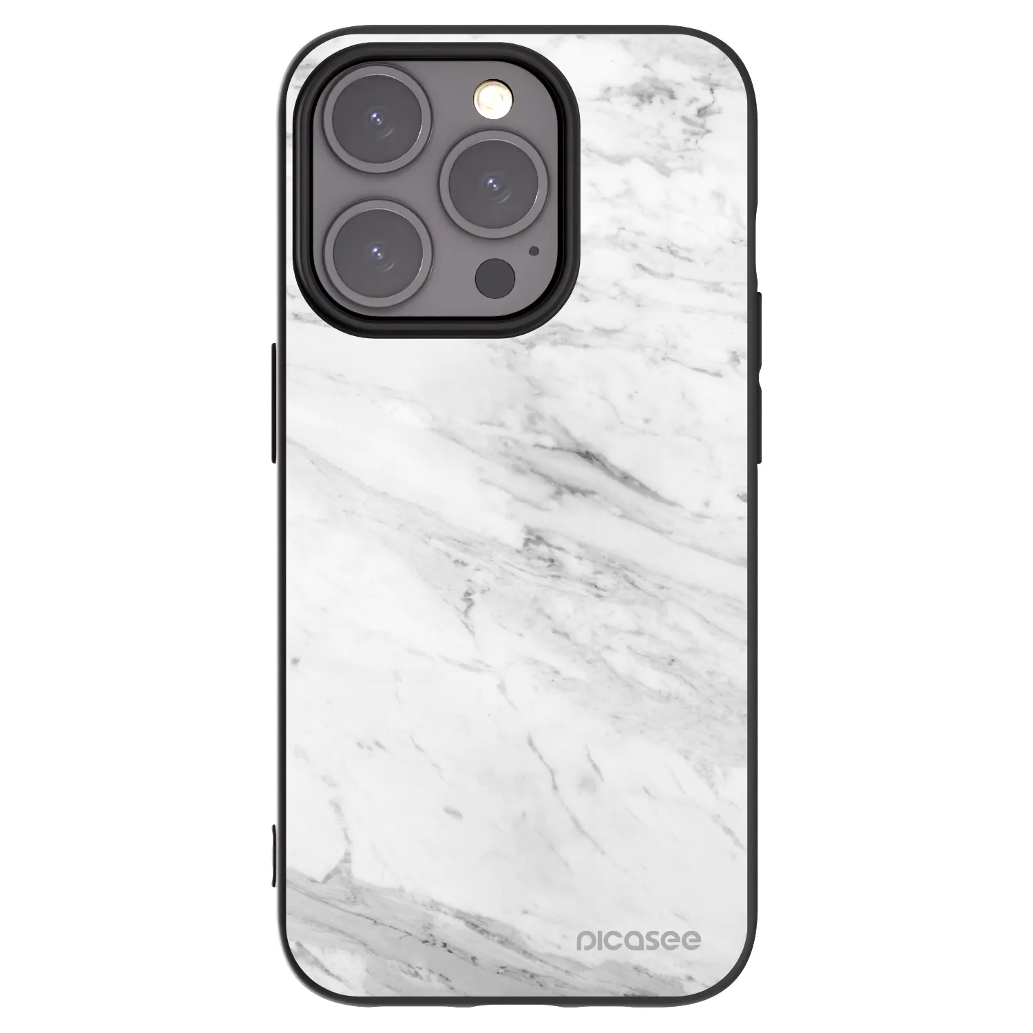 Picasee silikonový černý obal pro Apple iPhone 15 Pro - White marble