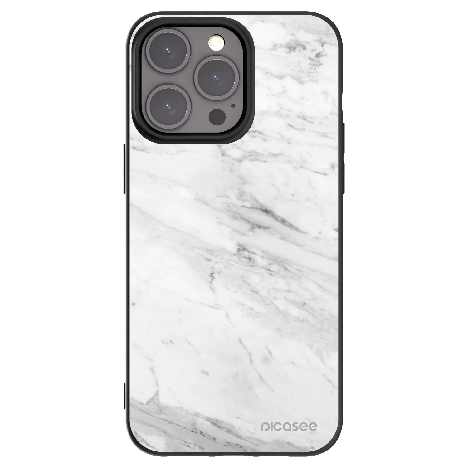 Picasee silikonový černý obal pro Apple iPhone 15 Pro Max - White marble